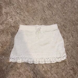 Hollister White Crochet Mini Skirt